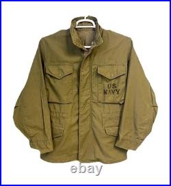 Vintage 60s US Navy USN Deck Jacket Stenciled Vietnam War Era Military