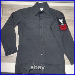 Vintage 70s 80s US Navy Sailor Uniform LOT Shirt Pants Blazer Jacket Perma Press
