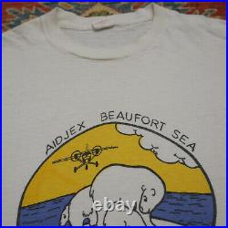 Vintage 70s AIDJEX BEAUFORT SEA US NAVY BASE MILITARY T-SHIRT ALL COTTON MEDIUM