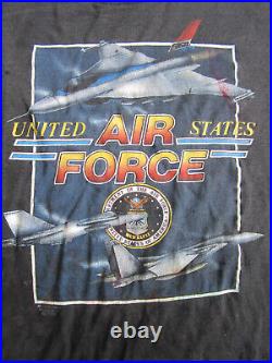 Vintage 80's 3D Emblem US Air Force Black T-Shirt sz X Large XL USA Made 50/50