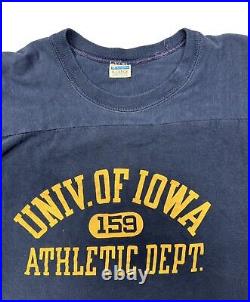 Vintage'80s Champion University Of Iowa Navy T-Shirt Single Stitch Size XL