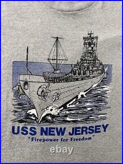 Vintage 80s Screen Stars USS New Jersey (BB-62) Us Navy Battleship Shirt Small S