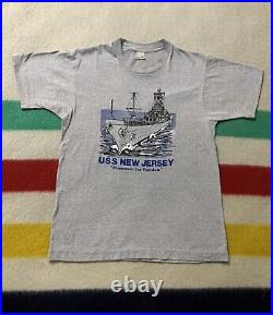 Vintage 80s Screen Stars USS New Jersey (BB-62) Us Navy Battleship Shirt Small S