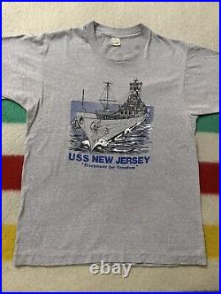 Vintage 80s Screen Stars USS New Jersey (BB-62) Us Navy Battleship Shirt Small S