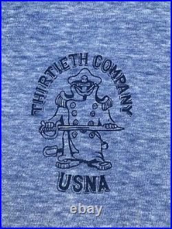 Vintage 80s Shirt Thin Medium USNA United States Navy Thirtieth Company Dirty 30