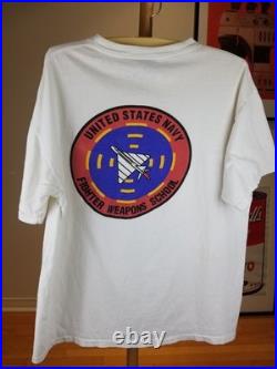 Vintage 90' Topgun United States Navy Fighter Weapons School White T-shirt XL