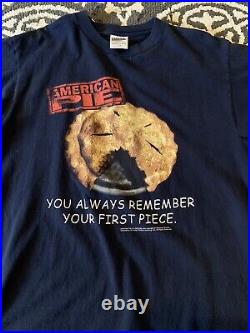 Vintage 90s American Pie Movie Promo T Shirt Size Large 1990s Movie Navy