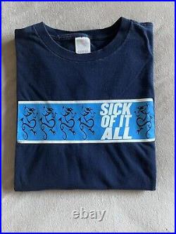 Vintage 90s'Sick Of It All' NYC Hardcore Tee Navy Blue Size XL Madball CroMags