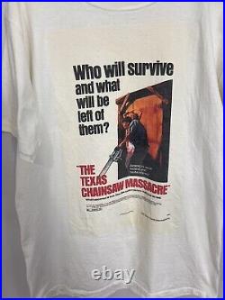 Vintage 90s Texas Chainsaw Massacre Horror Movie White T Shirt Mens Size Large L