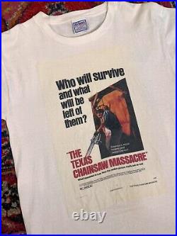 Vintage 90s Texas Chainsaw Massacre Horror Movie White T Shirt Mens Size Large L