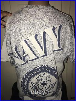 Vintage'93 University Sportswear/ U. S Navy All-Over Print Shirt