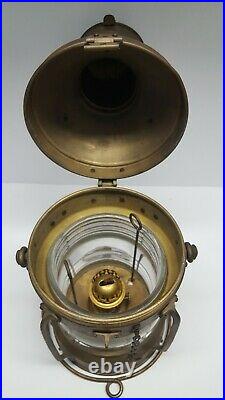 Vintage ANCHOR Brass Ship Oil Lantern Light Nautical Boat Navy Maritime