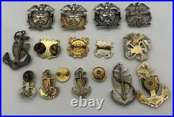 Vintage Antique US Coast Guard Military Pins Sterling Silver Honorable Discharge