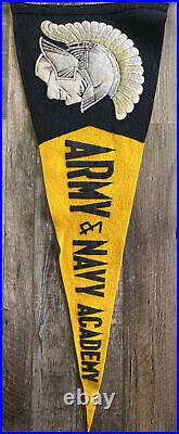 Vintage Army Navy Academy Flag WWII Excellence Banner Award Pennant Trojan