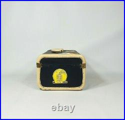 Vintage Black Dark Navy Train Case Suitcase Labels 1940s Travel Antique Luggage