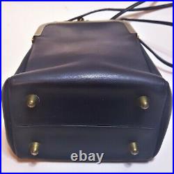 Vintage Bonnie Cashin Coach Navy Blue Leather Double Kisslock Handbag