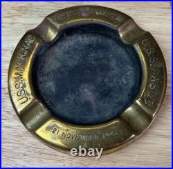 Vintage Brass 1941 puget Sound Navy Yard USS Mackinac Casco Ashtray