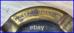 Vintage Brass 1941 puget Sound Navy Yard USS Mackinac Casco Ashtray