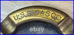 Vintage Brass 1941 puget Sound Navy Yard USS Mackinac Casco Ashtray