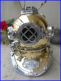 Vintage Brass Scuba 18 Diving Helmet U. S Navy Mark V Morse Divers Helmet SCA