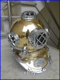 Vintage Brass Scuba 18 Diving Helmet U. S Navy Mark V Morse Divers Helmet SCA