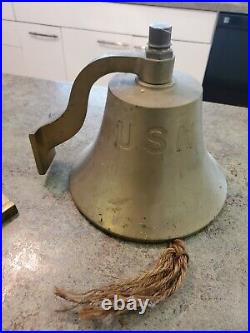 Vintage Brass USN US Military Navy Large Wall Mount Bell 9.25