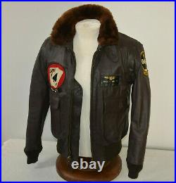 Vintage Brill Bros 1968 USN G-1 Flight Jacket Vietnam Brown Goat Leather Size 40