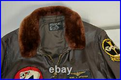 Vintage Brill Bros 1968 USN G-1 Flight Jacket Vietnam Brown Goat Leather Size 40