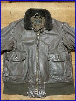 Vintage Brill Bros Usn Goatskin A2 / G1 Flying Flight Pilot Leather Jacket Uk46