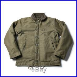 Vintage Bronson USN N-1 Deck Jacket WW2 Military Uniform Motorcycle Men's Coat