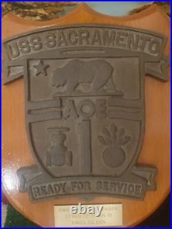 Vintage Bronze Plaque USS Sacramento AOE Ready for Service