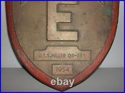 Vintage Bronze and Wood Plaque U. S. S MIller DD-535 1954 WWII USN Destroyer Force