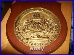 Vintage Bronze and Wood Plaque U. S. USN Destroyer Force, Atlantic Fleet