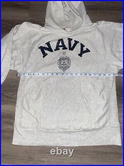 Vintage Champion Reverse Weave Army Football Hoodie sweater navy jacket usn 70s