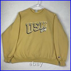 Vintage Champion USN United States Navy Sweater Mens XXL 2XL Yellow Sweatshirt