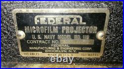 Vintage Collectible US Navy Military Federal Microfilm Projector withWooden Case