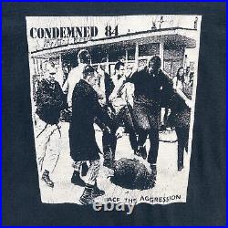 Vintage Condemned 84 Shirt Mens Medium Black Y2K Rock Punk Face The Aggression