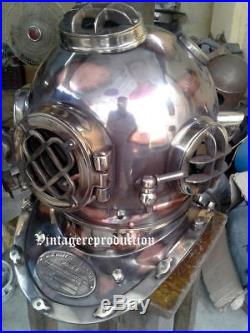 Vintage Copper Antique Mark V Collectibles 18 Inch U. S Navy Diving Divers Helmet