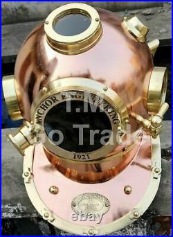 Vintage Copper Brass Diving Helmet Navy Mark V Deep Sea Marine Divers Scuba