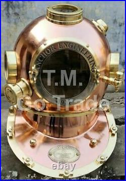 Vintage Copper Brass Diving Helmet Navy Mark V Deep Sea Marine Divers Scuba