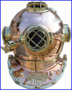 Vintage Copper Shine Diving Helmet U. S Navy Mark V Deep Sea Divers Boston 18