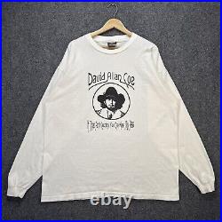 Vintage David Allan Coe Shirt Mens 2XL White Long Sleeve 90s Harley Davidson USA