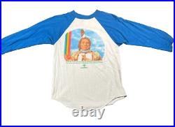 Vintage Greenpeace Shirt 80s Native Poppy Fire Rainbow Nirvana Raglan 3/4 Blue S