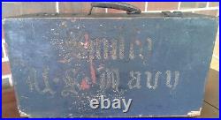Vintage Handmade Primitive Suitcase Military U. S. Navy Inscription Carving