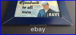 Vintage Harvey Simpson US Navy Recruiting Poster with Original Display Frame