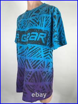 Vintage LA Gear Blue Purple Shirt All Over Print T-Shirt XL 1980s USA