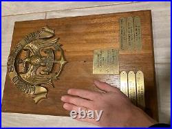 Vintage Large Solid Brass Retired United States Navy Banner Eagle Plaque USN Old