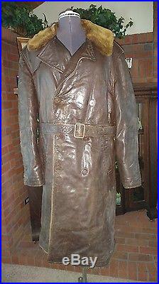 Vintage Leather Real Fur US Navy Jacket Model M69-F WW2 WWII Marked USN