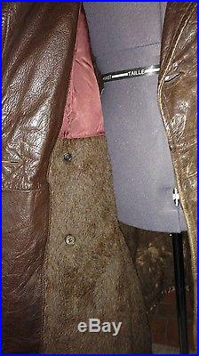 Vintage Leather Real Fur US Navy Jacket Model M69-F WW2 WWII Marked USN