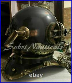 Vintage Marine Boston Diving Scuba SCA Divers US Navy Mark V Old Brass Helmet